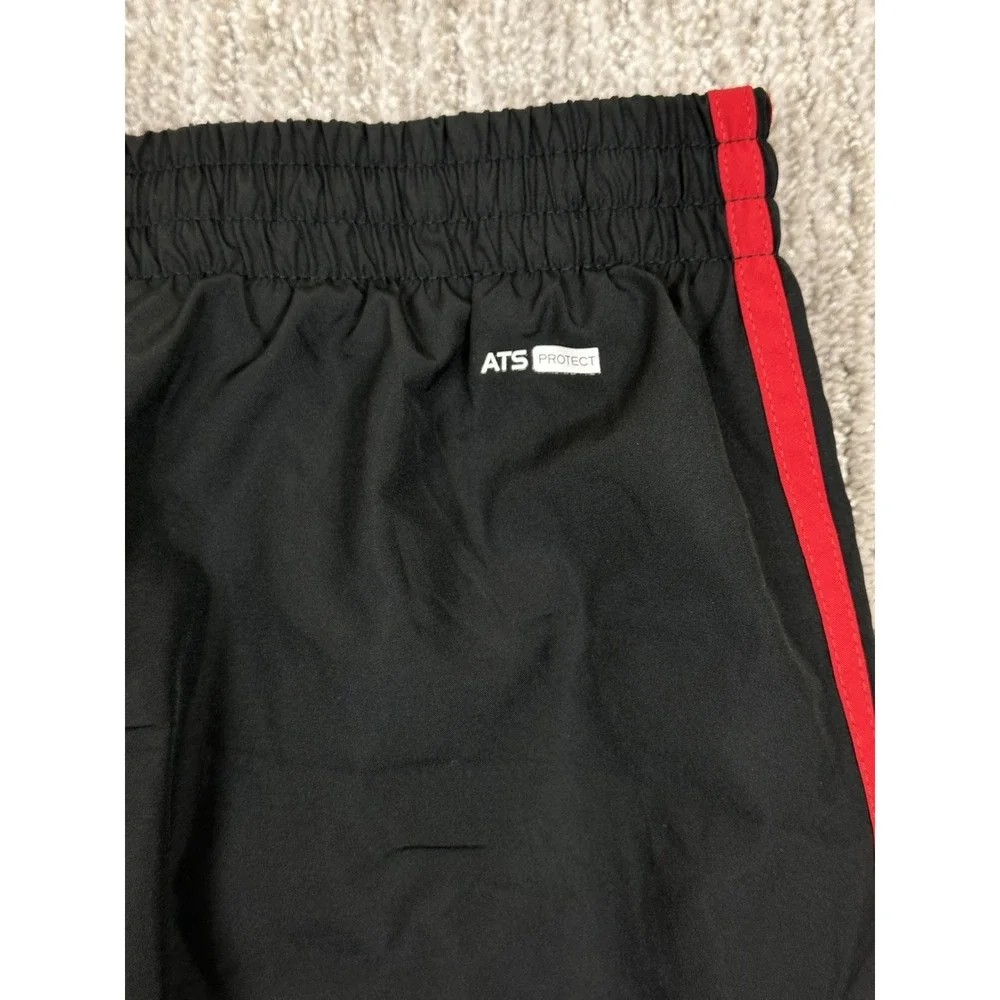 Adidas Black Track Pants Red Stripe Mens Sz L Baggy Mesh Lined Y2K Ankle Zip
